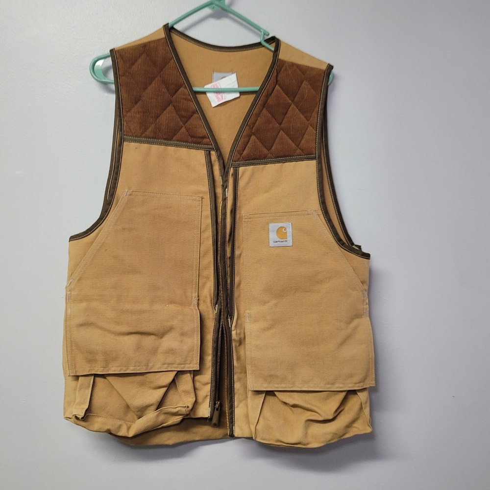Carhartt UU256 Duck Canvas Upland Hunting Game Bird Vest Mens Medium Brown
